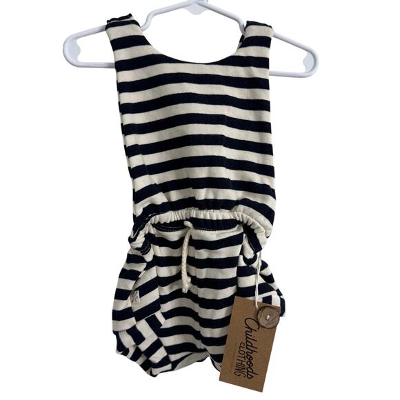 Childhoods Clothing Black & White Striped Romper Shortie Size 18-24 Months New - Picture 1 of 5